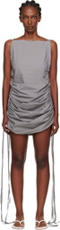 Baserange Gray Pictorial Strap Midi Dress