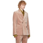 Rochas Homme Pink Velvet Double-Breasted Blazer
