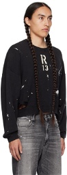 R13 Black Cropped Sweatshirt