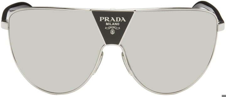 Photo: Prada Eyewear Silver Mirrored Sunglasses