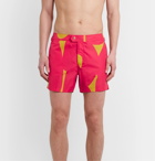 TOM FORD - Slim-Fit Short-Length Printed Swim Shorts - Red