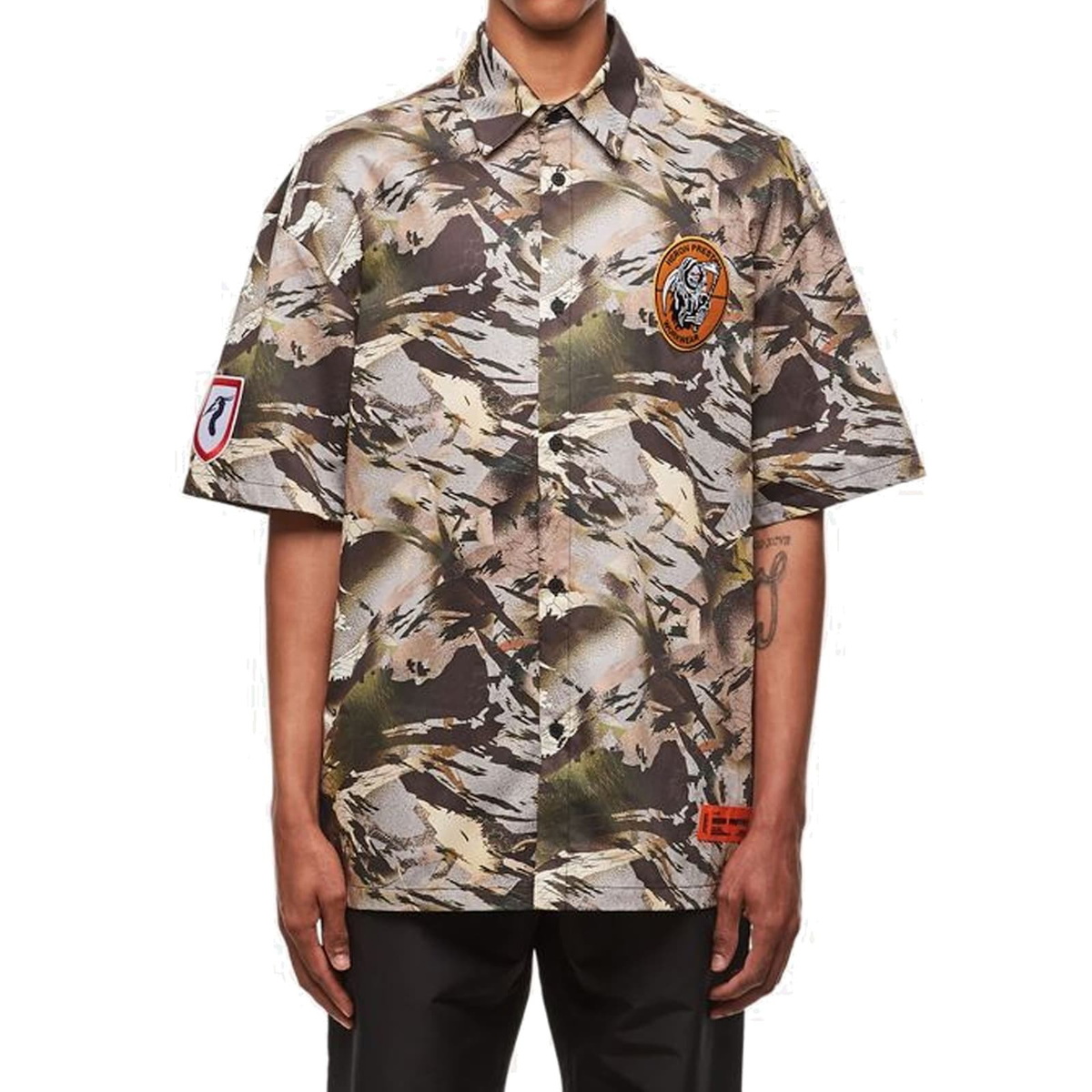 HERON PRESTON Camouflage Popline Shirt
