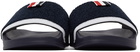 Thom Browne Navy Terry Cloth Pool Slides