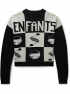 Enfants Riches Déprimés - Cropped Logo-Intarsia Merino Wool and Cashmere-Blend Sweater - Black