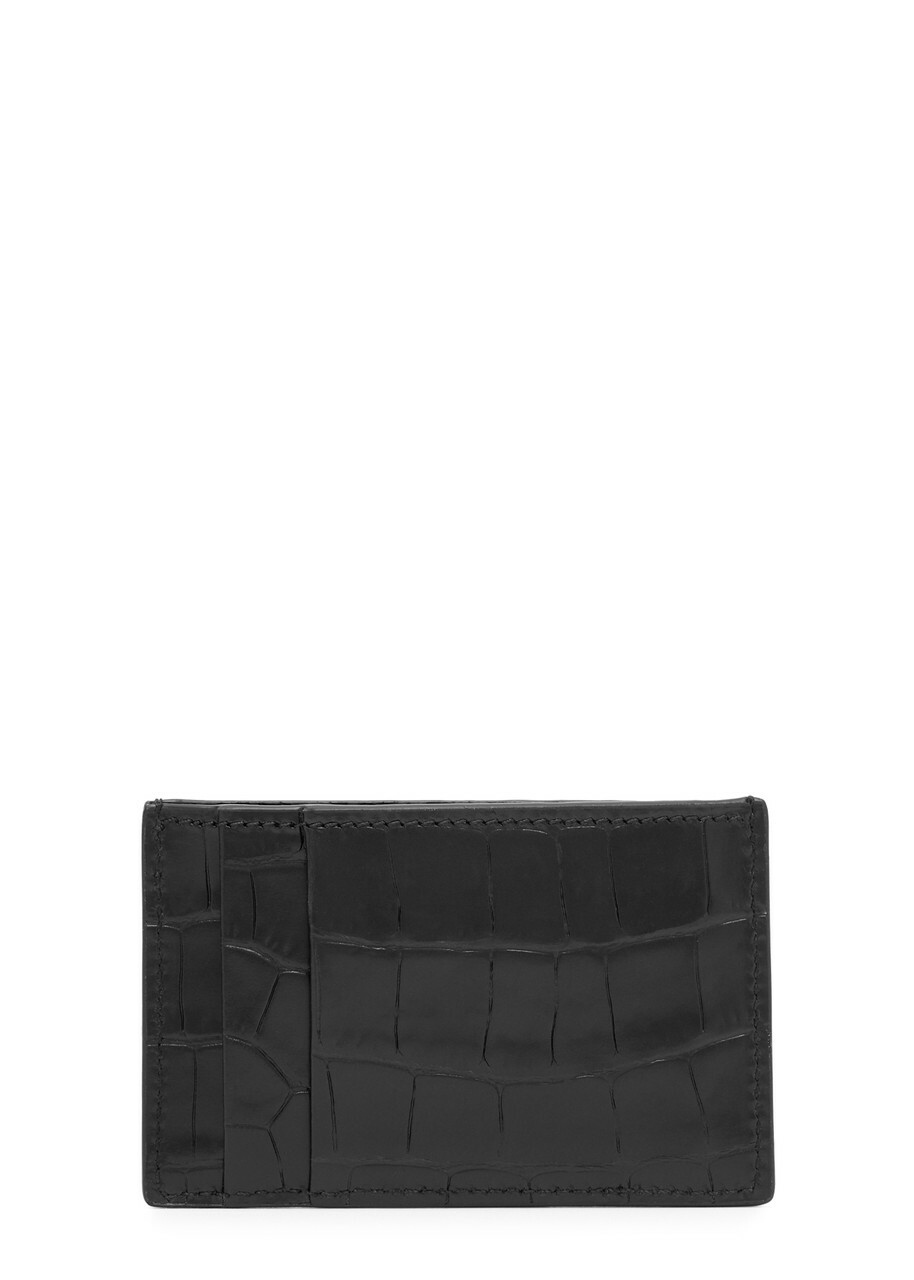 Alexander Mcqueen Skull Crocodile-effect Leather Card Holder - Black - One Size