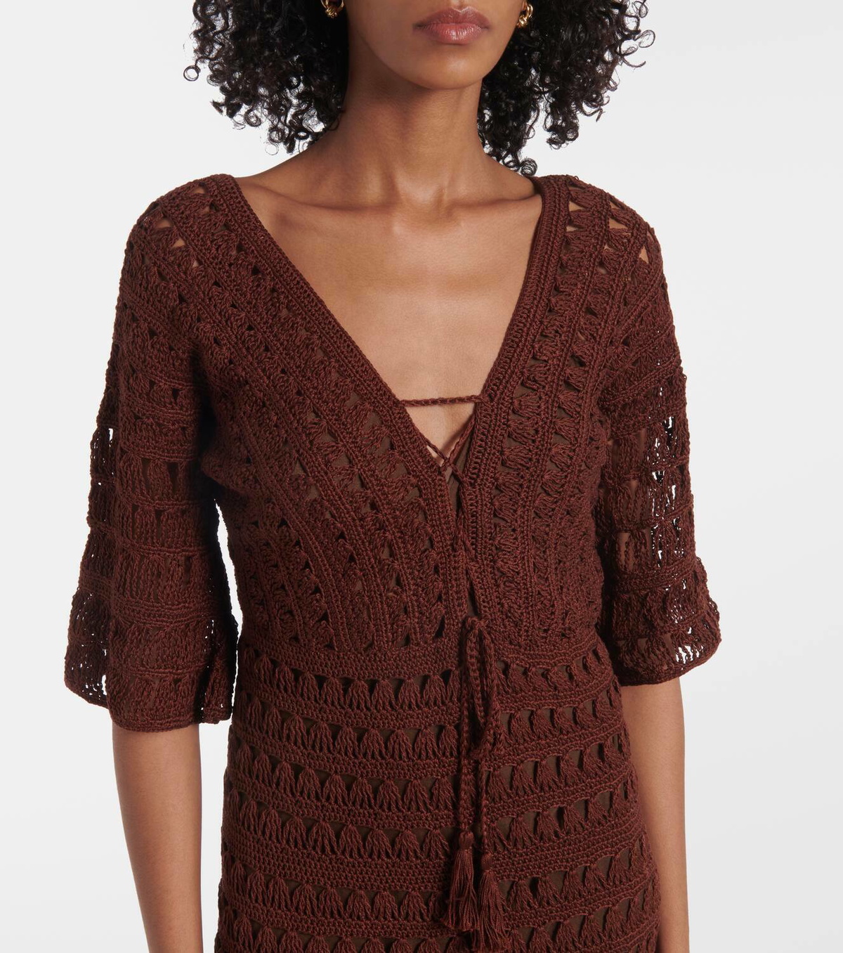 Anna Kosturova Marissa cotton crochet midi dress