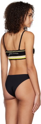 GANNI Black & Yellow Self-Tie Bikini Top