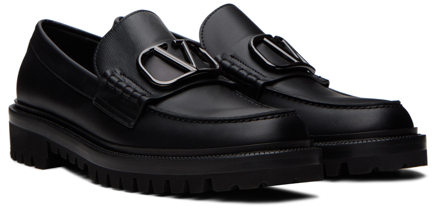 Valentino Garavani Black Leather Slip-On Loafers
