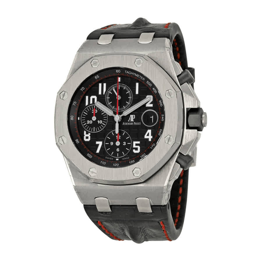 Audemars Royal Oak Offshore Black Dial Black Alligator Leather Mens Watch 26470STOOA101CR01