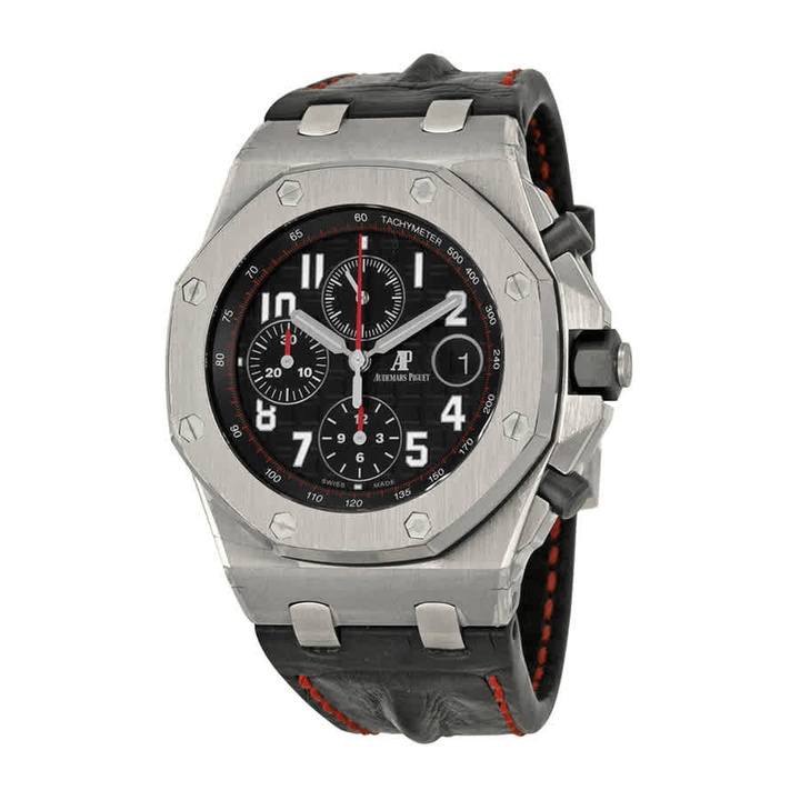 Photo: Audemars Royal Oak Offshore Black Dial Black Alligator Leather Mens Watch 26470STOOA101CR01