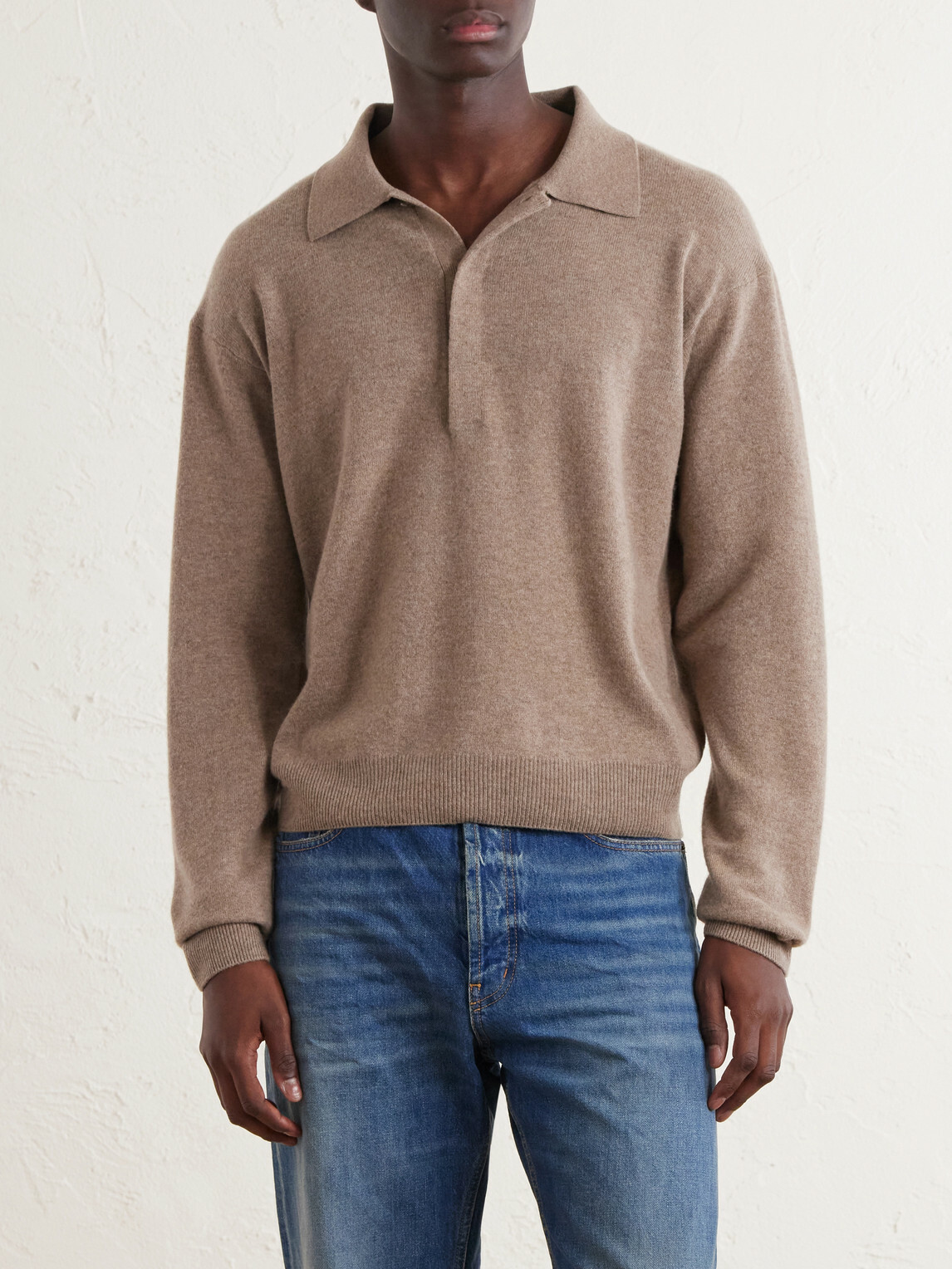 SAINT LAURENT - Wool Polo Sweater - Brown