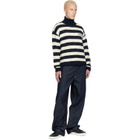 BALMAIN Navy & Off-White Mariniere Vintage Wool Turtleneck