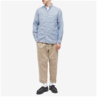 Beams Plus Men's Button Down Gingham Oxford Shirt in Blue