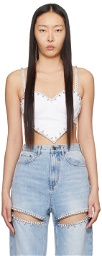 AREA White Crystal Trim Heart Tank Top