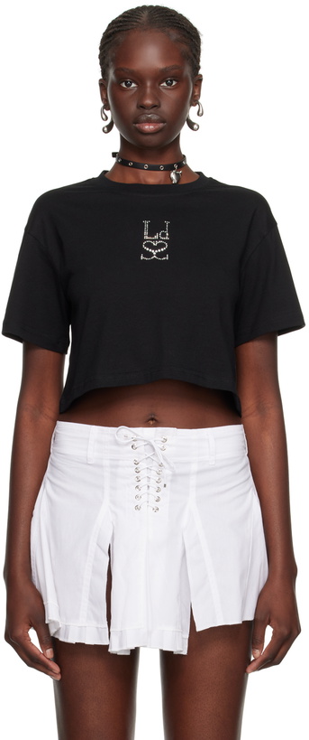 Photo: Ludovic de Saint Sernin Black Crystal-Cut T-Shirt