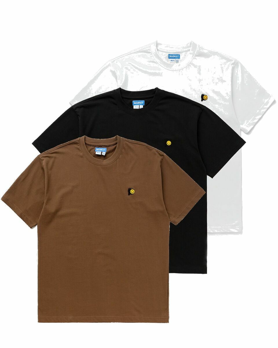 Photo: Market Smiley T Shirt 3 Pack Brown - Mens - Shortsleeves