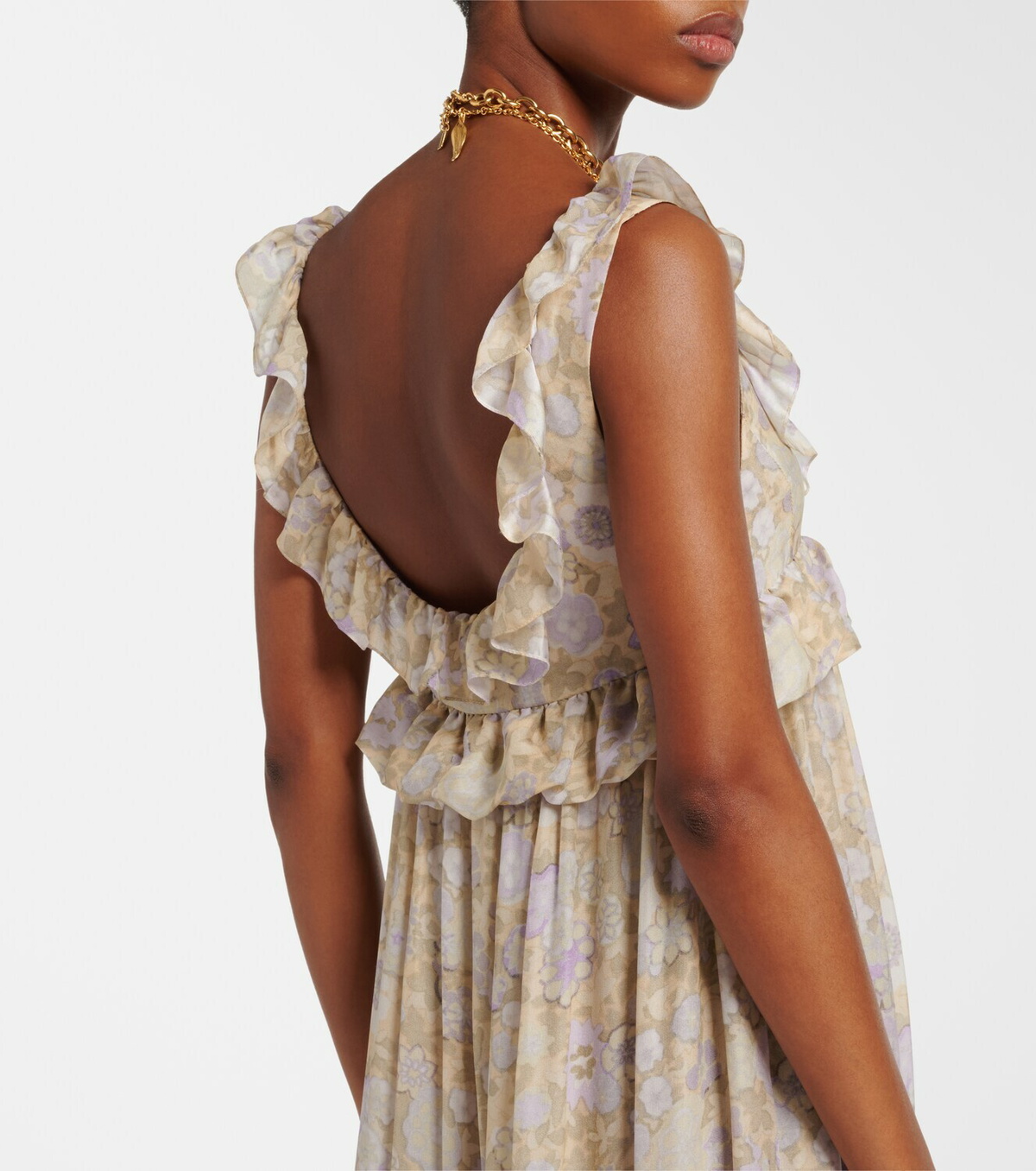 Chloé Floral ruffled silk charmeuse maxi dress