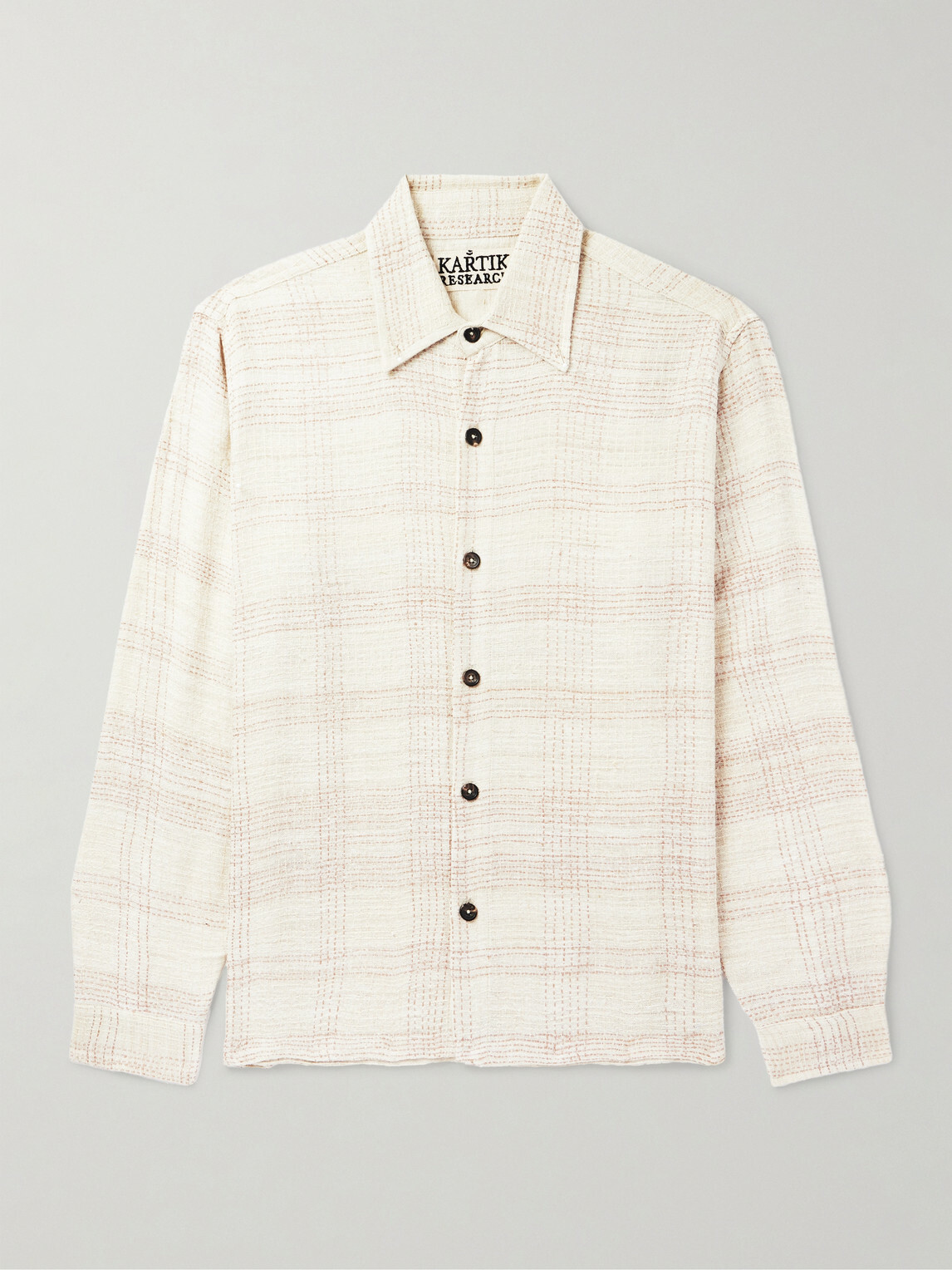 Kartik Research - Checked Kantha Silk-Gauze Overshirt - Neutrals