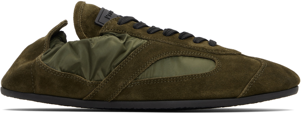 Proenza Schouler Khaki Nylon & Calfsuede Soft Track Sneakers