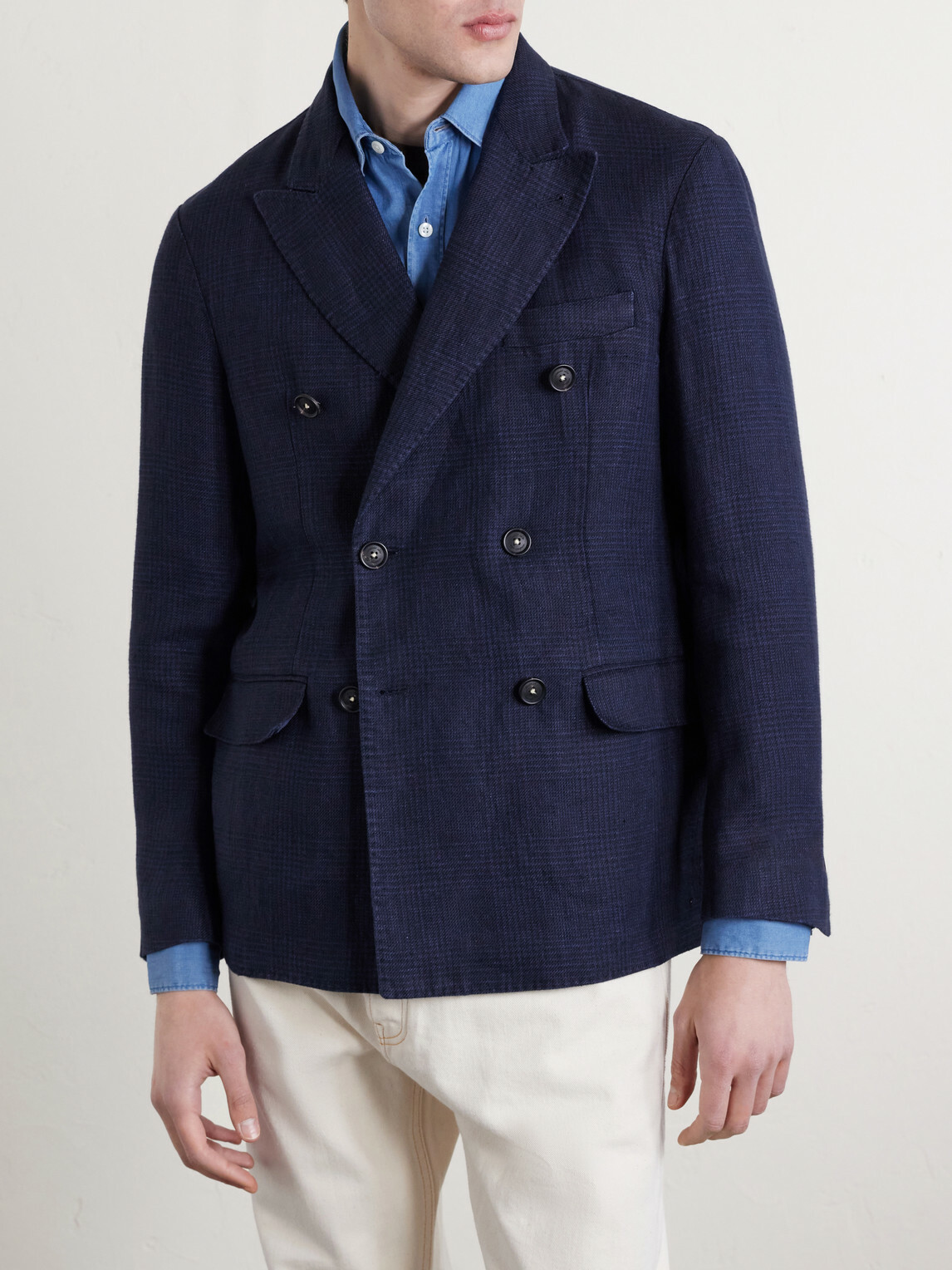 Massimo Alba - Brando Double-Breasted Linen Blazer - Blue
