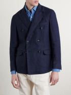 Massimo Alba - Brando Double-Breasted Linen Blazer - Blue