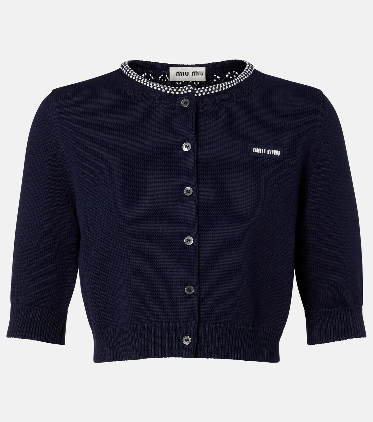 Miu Miu Logo cropped cotton cardigan