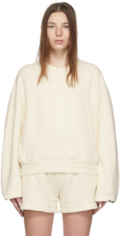 Photo: HALFBOY Off-White Crew Over Cropped Sweatshirt