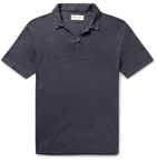 Officine Generale - Simon Garment-Dyed Slub Linen Polo Shirt - Navy