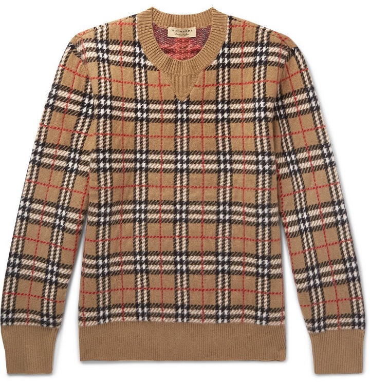 Photo: Burberry - Checked Brushed-Cashmere Sweater - Men - Camel