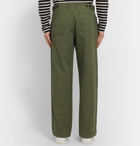 Mr P. - Herringbone Cotton and Linen-Blend Chinos - Green