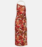 SIR Castella floral gathered linen maxi dress