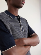 Hartford - Jacquard-Knit Cotton Polo Shirt - Blue