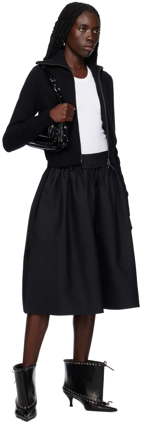 Fax Copy Express Black Puffy Midi Skirt