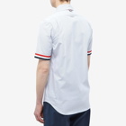 Thom Browne Men's Grosgrain Tricolor Short Sleeve Shirt in Medium Grey