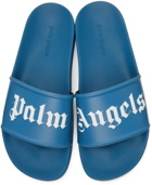 Palm Angels Blue Logo Pool Slides