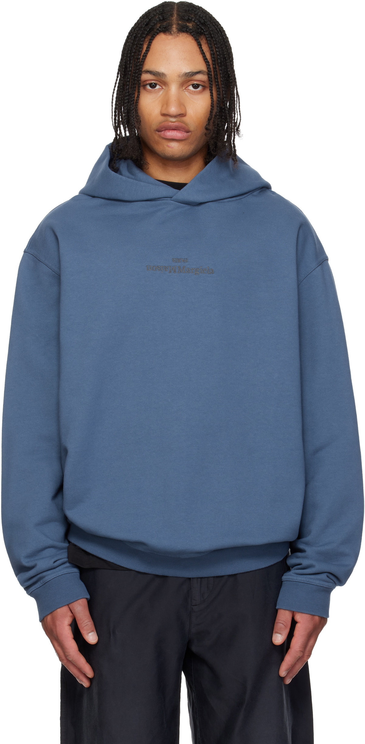Maison Margiela Navy Reversed Logo Hoodie