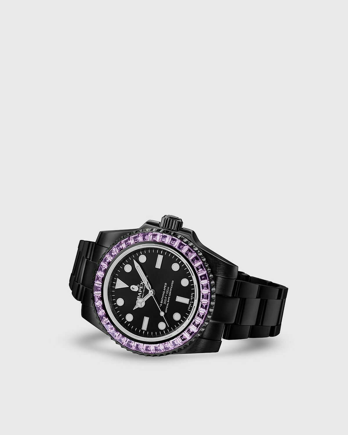 A Bathing Ape Type 1 Bapex Crystal Stone Black Watches A Bathing Ape