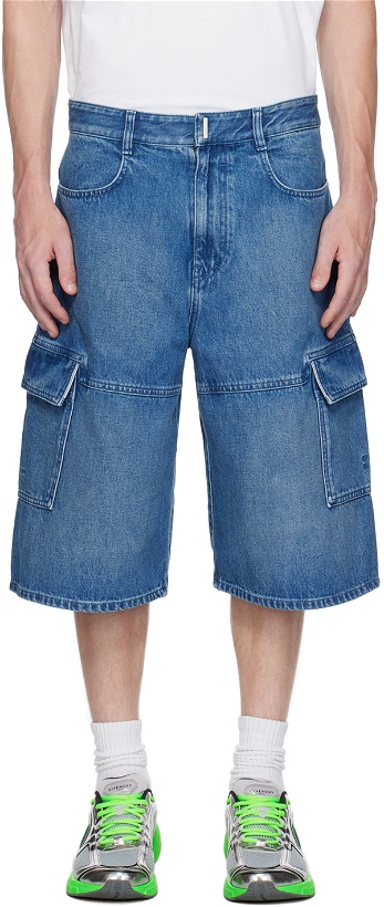 Photo: Givenchy Blue Paneled Denim Shorts