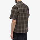 FrizmWORKS Men's Short Sleeve Check Pullover Shirt in Charcoal