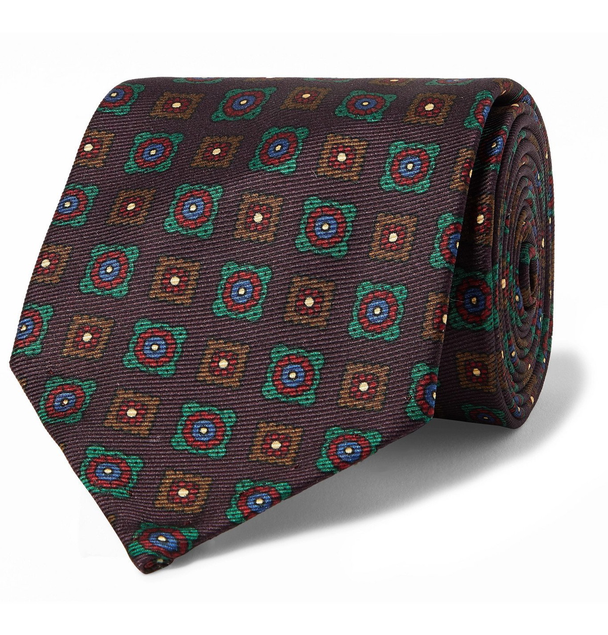 Rubinacci - Printed Silk-Twill Tie - Burgundy Rubinacci