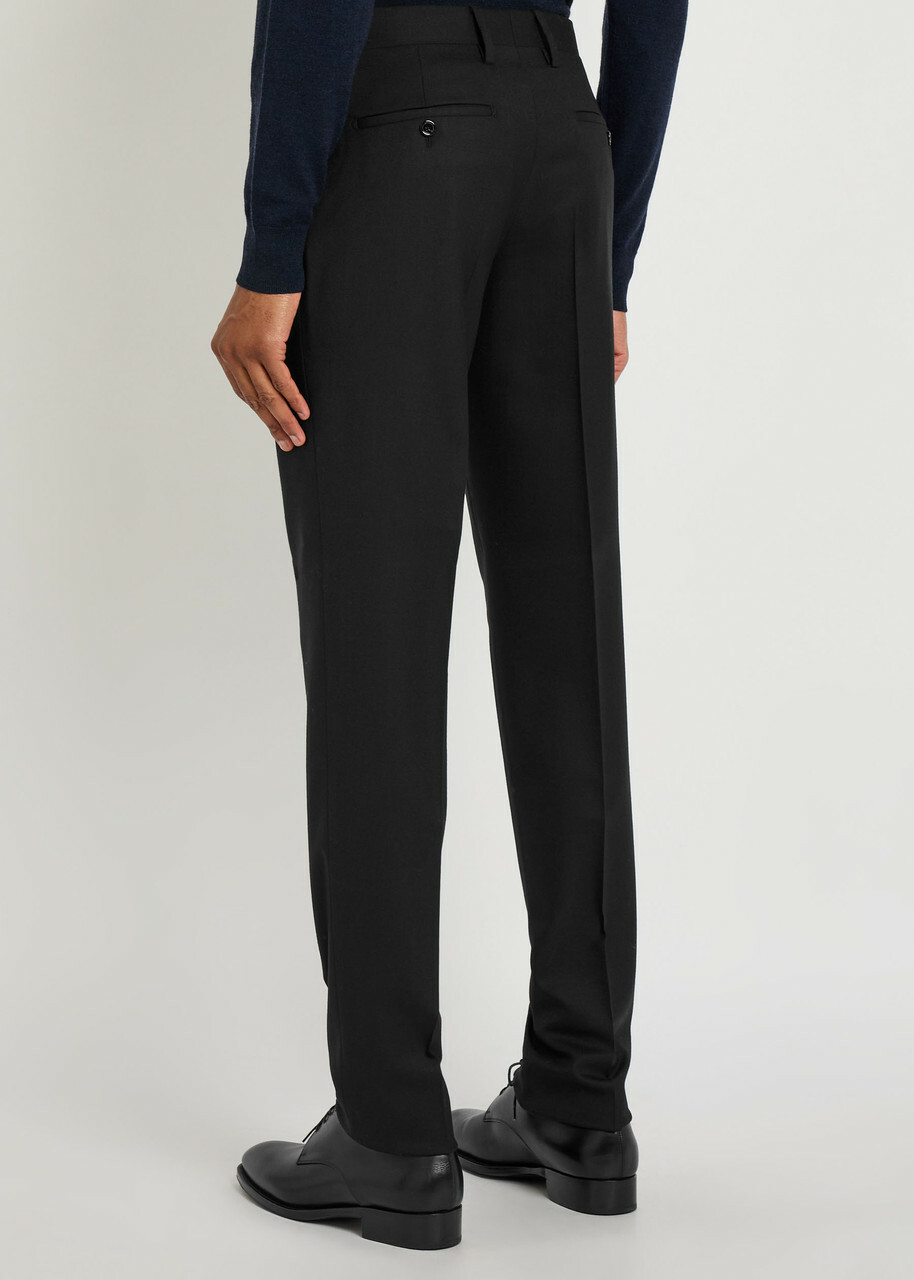 Lardini Tapered-leg Stretch-wool Trousers Black