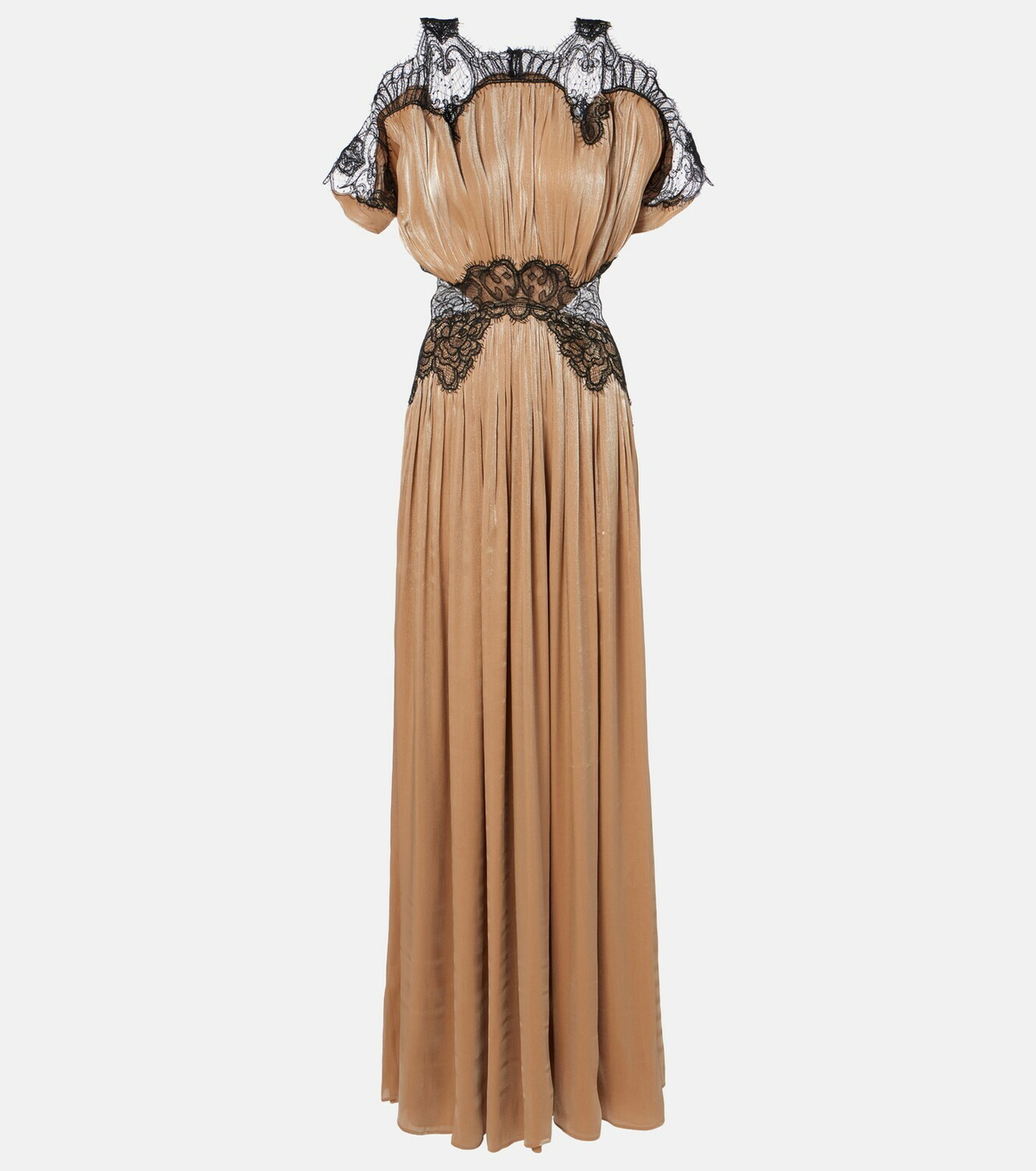 Costarellos Lace-trimmed Lurex georgette gown