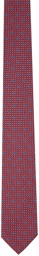 Ferragamo Red & Blue Gancini Print Tie