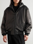 Fear of God - Padded Leather Hooded Bomber Jacket - Black