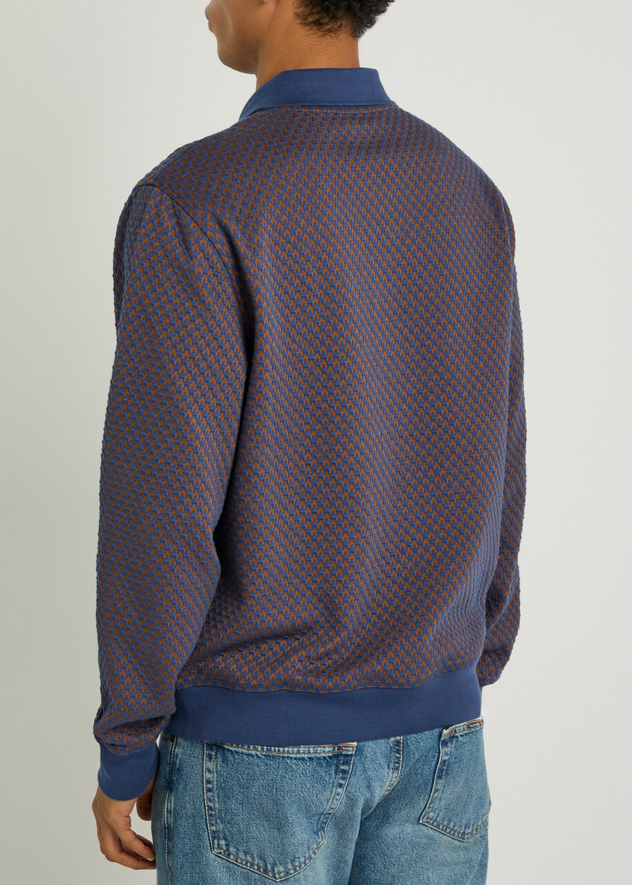 PS Paul Smith Houndstooth Cotton-blend Cardigan Blue