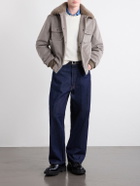 Golden Bear - Sherling Trim Wool Bomber Jacket - Brown