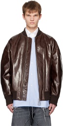 JW Anderson Brown Leather Bomber Jacket