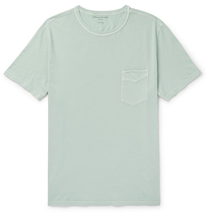 Photo: Officine Generale - Garment-Dyed Cotton-Jersey T-Shirt - Turquoise