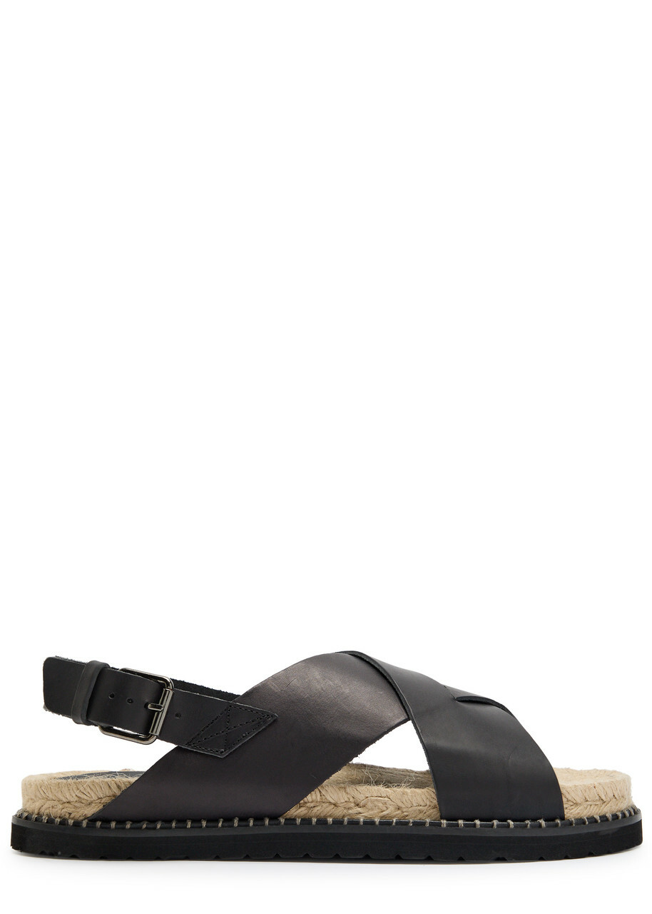 Castañer Tiago Leather Espadrille Sandals Black