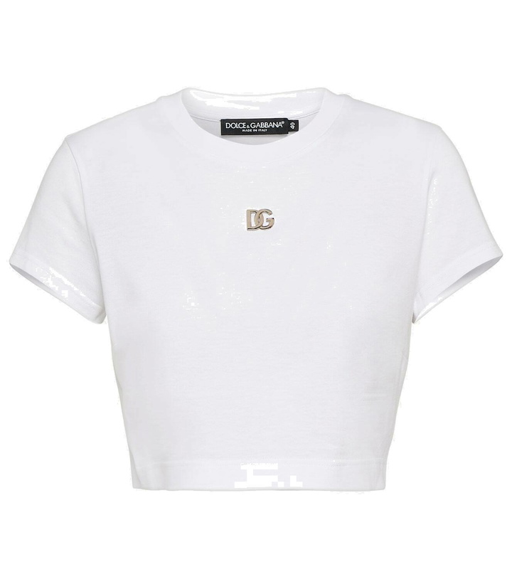 Photo: Dolce&Gabbana Logo cotton jersey crop top